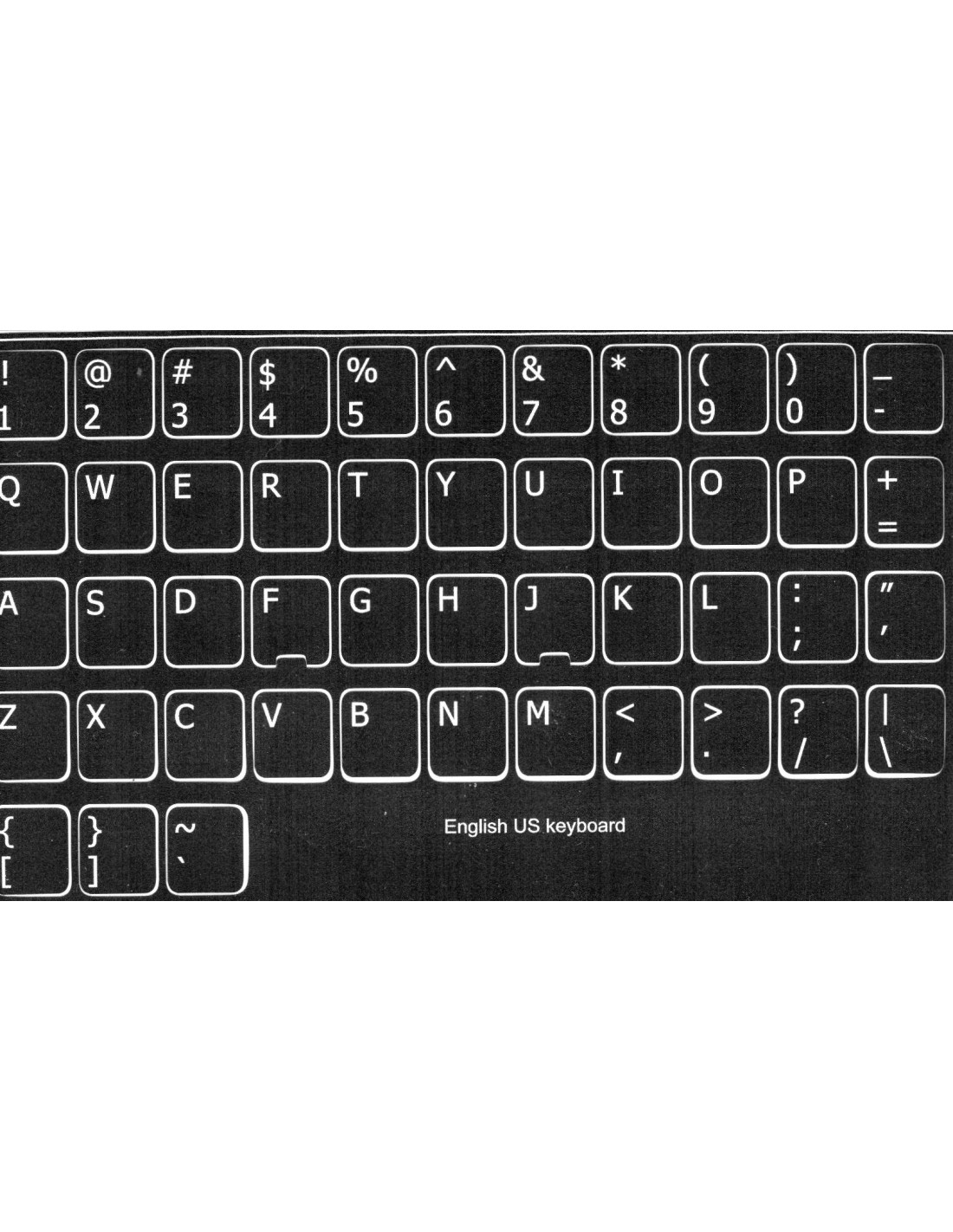 Adesivi tastiera USA fondo nero lettere bianche