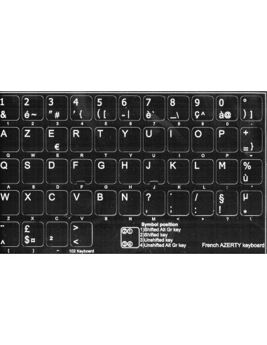 Adesivi tastiera fondo nero lettere bianche