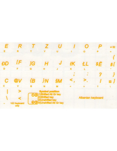 Adesivi tastiera fondo trasparente lettere gialle