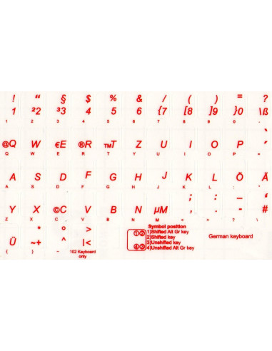 Adesivi tastiera fondo trasparente lettere rosse