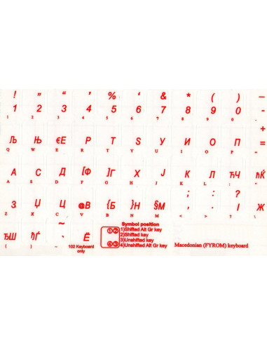 Adesivi tastiera fondo trasparente lettere rosse