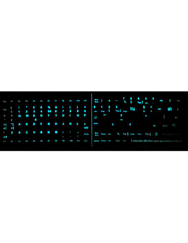 Adesivi lettere tastiera Italiano fosforescenti si illuminano al buio colore blu