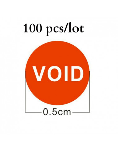 105 pezzi Etichette label adesive rosse sigilli di garanzia 5mm scritta VOID per fotocamere cellulari