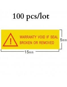 100 pezzi Etichette bollini adesivi antieffrazione antimanomissione antirimozione 15x5mm per informatica