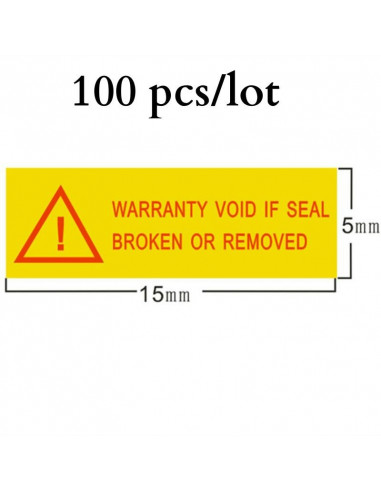100 pezzi Etichette bollini adesivi antieffrazione antimanomissione antirimozione 15x5mm per informatica