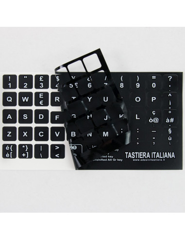 Adesivi tastiera Italiano fondo nero lettere bianche 