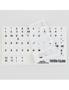 Adesivi italiano fondo bianco lettere nere 11,5x12mm
