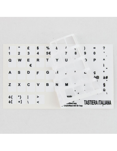 Adesivi tastiera fondo bianco lettere nere