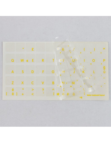 Adesivi tastiera Italiano fondo trasparente lettere gialle 