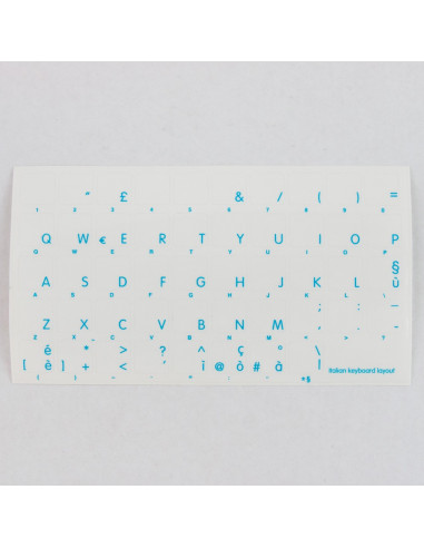 Adesivi tastiera Italiano fondo trasparente lettere blu 