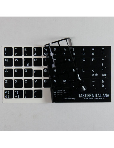 Adesivi tastiera Italiano fondo nero lettere bianche 