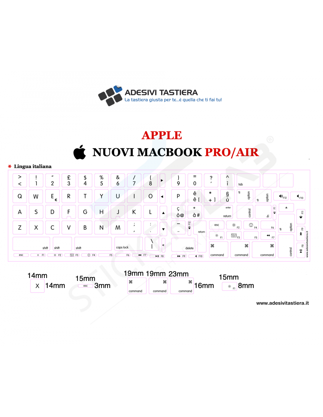 ADESIVI ETICHETTE STICKERS Tastiera Italiana Ideato Per Apple Macbook Pro E  Air EUR 9,95 - PicClick IT