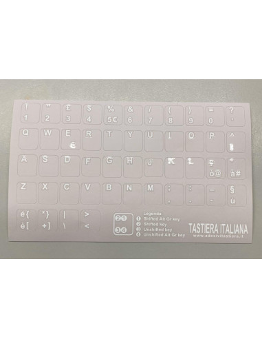 Adesivi tastiera Italiano fondo grigio lettere bianche