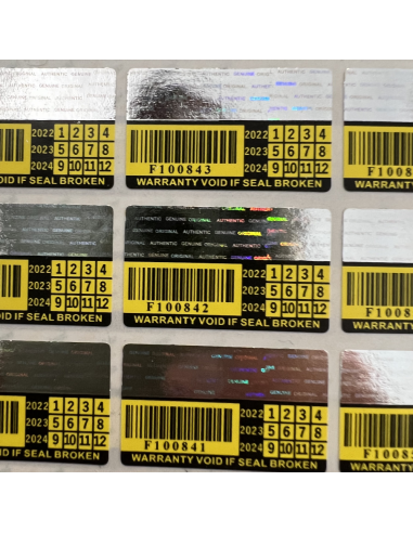 100 etichette adesive sigillo di garanzia con ID seriale, mese ed anno non falsificabili